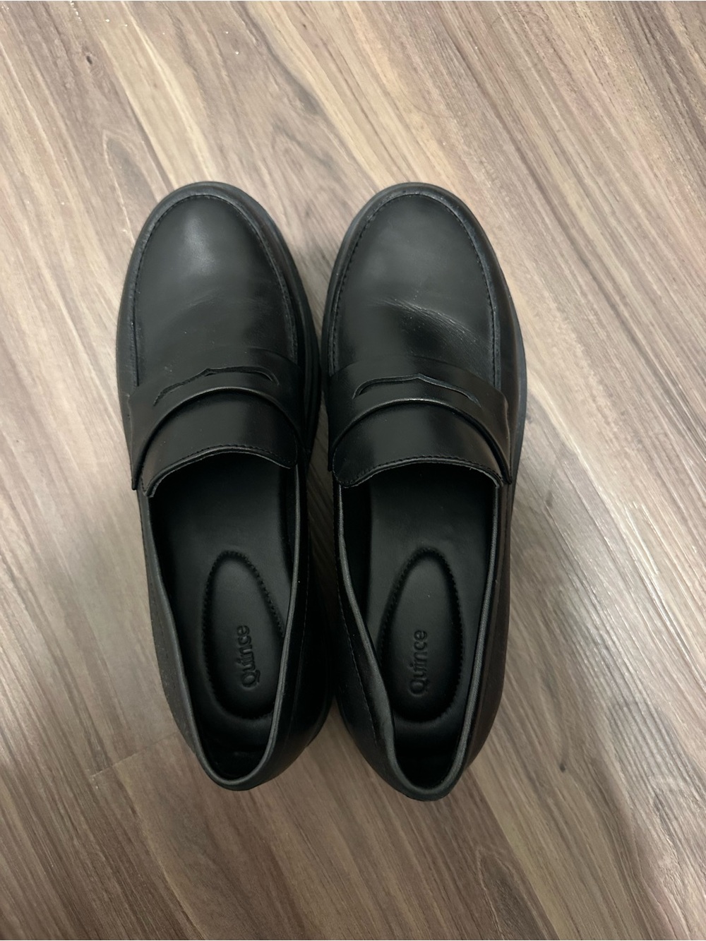 Quince Black Leather Penny Loafers